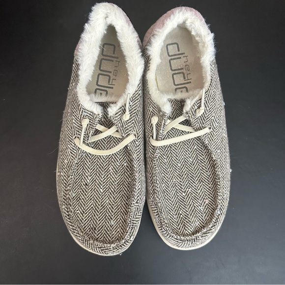 HEY DUDE Womens 8 Brown Herringbone Wendy Rise Slip On Lightweight Loafers Lined - Picture 6 of 9